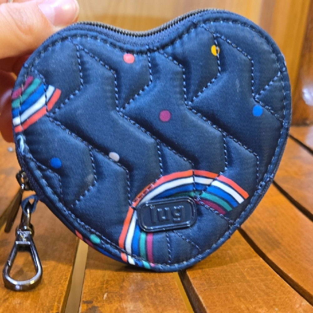 Lug Heart-Shaped Quilted Coin Holder In Rainbow Bag Charm